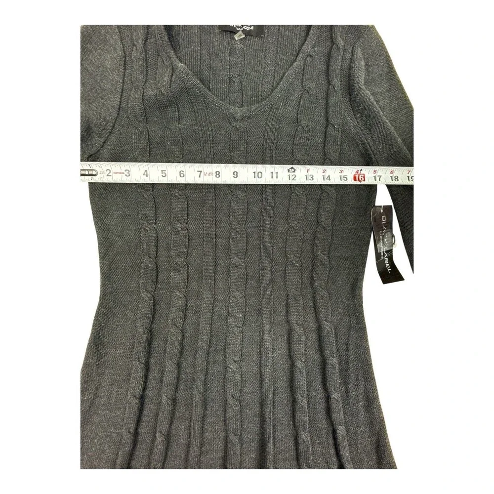 Black Label by Evan-Picone Cable Knit Sweater Dress Charcoal Gray Size L NWT - Picture 6 of 8